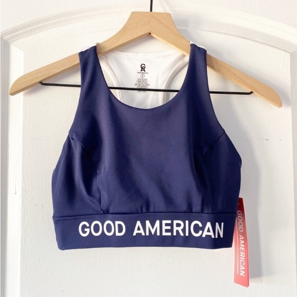 GOOD AMERICAN The Core Power Navy Sports Bra NWT Workout Athletic - Picture 4 of 9